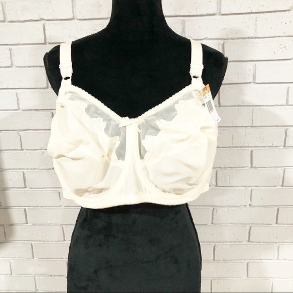 Bali Flower Underwire Bra Light Beige Floral Mesh Full Coverage NEW 44DD